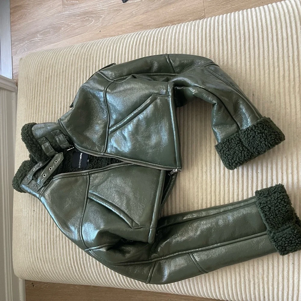 Fashion Nova Green Leather Jacket - Picture 1 of 3